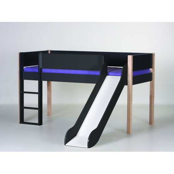 manis-h - loke - miniloftsäng - 90x200 - antracit med naturben