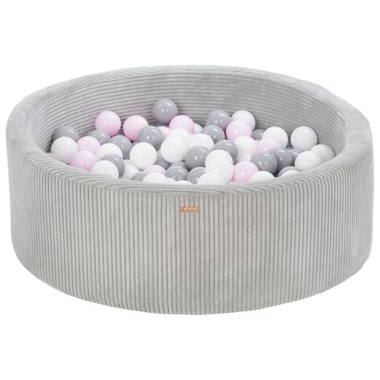 PQP Bollhav - 200 Bollar - Cordu Roy 90 Cm Grå/Vit - Bollar Grå/Rosa Pastell