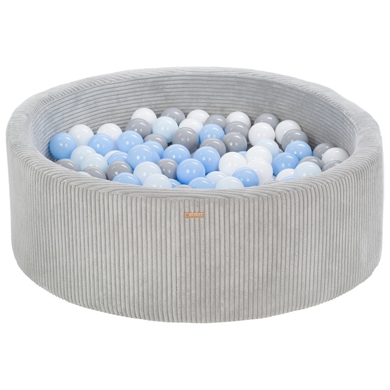 PQP Bollhav - 200 Bollar - Cordu Roy 90 Cm Grå/Vit - Bollar Grå/Babyblå/Blå Pastell