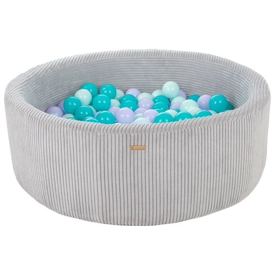 PQP Bollhav - 200 Bollar - Cordu Roy 90 Cm Grå/Vit - Bollar Turkos/Peach/Ljuslila
