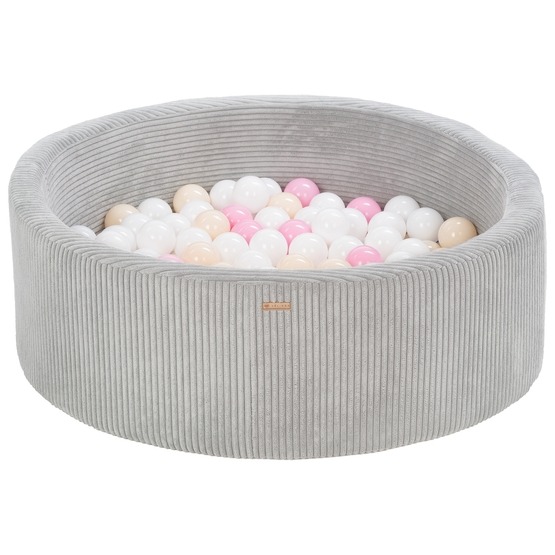PQP Bollhav - 200 Bollar - Cordu Roy 90 Cm Grå/Vit - Bollar Ljusrosa/Cappuccino