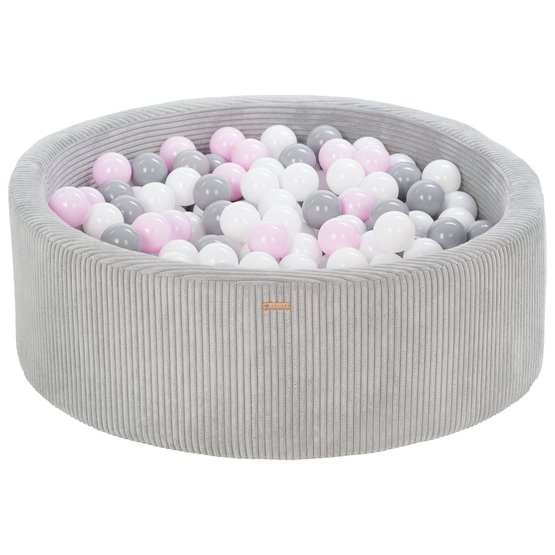 PQP Bollhav - 300 Bollar - Cordu Roy 90 Cm Grå/Vit - Bollar Grå/Rosa Pastell
