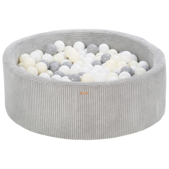 PQP Bollhav - 300 Bollar - Cordu Roy 90 Cm Grå/Vit - Bollar Grå/Gul Pastell