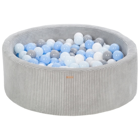 PQP Bollhav - 300 Bollar - Cordu Roy 90 Cm Grå/Vit - Bollar Grå/Babyblå/Blå Pastell