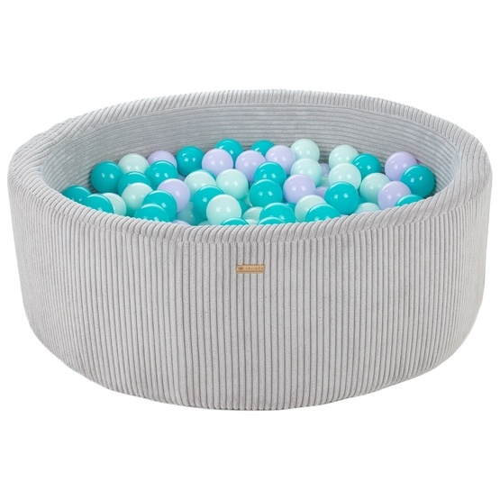 PQP Bollhav - 300 Bollar - Cordu Roy 90 Cm Grå/Vit - Bollar Turkos/Peach/Ljuslila