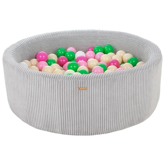 PQP Bollhav - 300 Bollar - Cordu Roy 90 Cm Grå/Vit - Bollar Grön/Rosa/Ljusrosa/Cappuccino