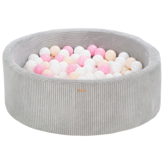 PQP Bollhav - 300 Bollar - Cordu Roy 90 Cm Grå/Vit - Bollar Ljusrosa/Cappuccino