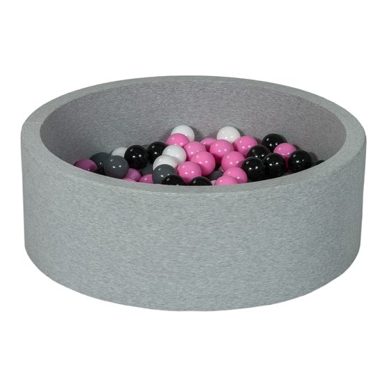 PQP Bollhav Med 200 Bollar - Svart, Vit, Ljusrosa Och Grå