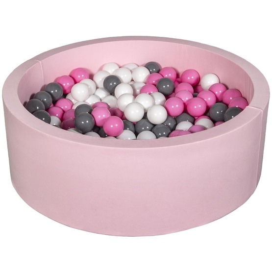 PQP Bollhav Med 200 Bollar Rosa - Vit, Ljusrosa Och Grå