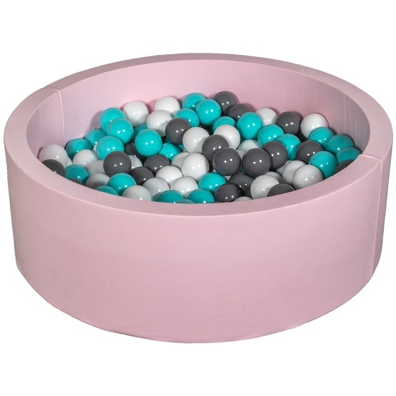 PQP Bollhav Med 200 Bollar Rosa - Vit, Grå Och Turkos