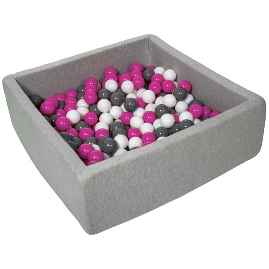 PQP Bollhav Med 200 Bollar 80 X 80 Cm - Vit, Rosa Och Grå