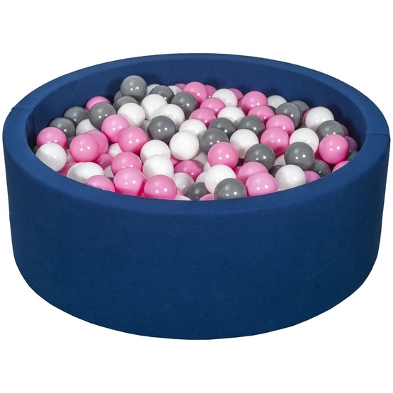 PQP Bollhav Med 450 Bollar Navy - Vit, Ljusrosa Och Grå
