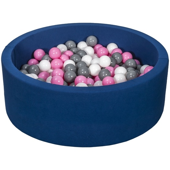 PQP Bollhav Med 200 Bollar Navy - Vit, Ljusrosa Och Grå