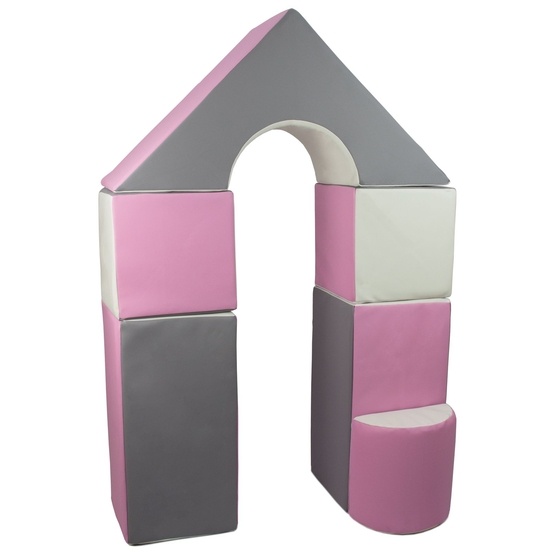 PQP Lekkuddar - Slott 6 Delar Vit, Ljusrosa Och Grå