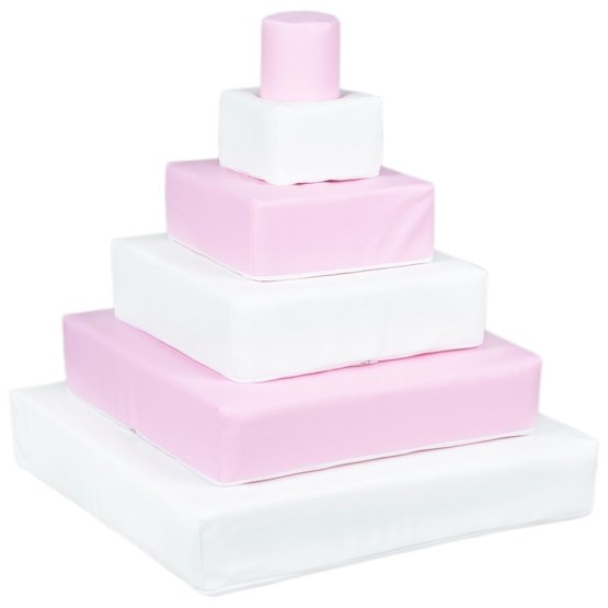 PQP Kuddar - Pyramid - 6 Delar - Vit/Rosa