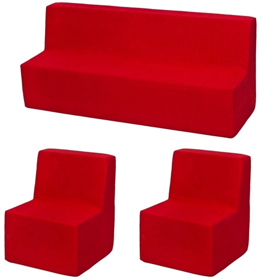 PQP Lekkuddar - Möbelset Med 2 Stolar Och Soffa - Röd