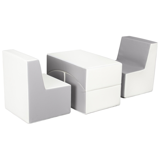 PQP Möbelset Till Barn - 2 St Stolar + Bord - Vit/Grått