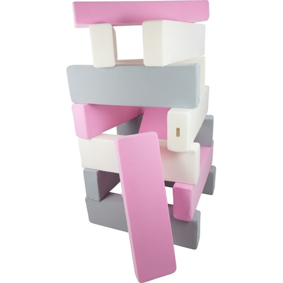 PQP Lekkuddar - Jenga 15 Block Vit, Ljusros Och Grå
