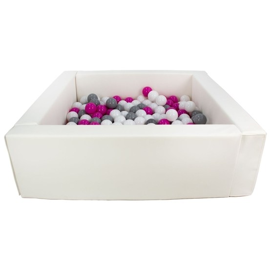 PQP Bollhav - Eco-Läder Med 200 Bollar Vit/Vit, Rosa Och Grå