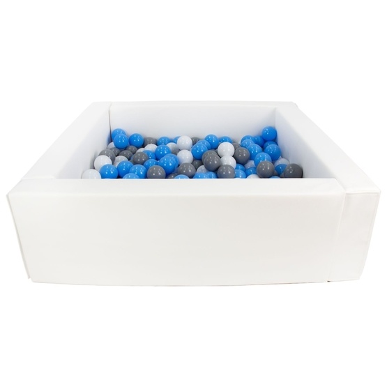 PQP Bollhav - Eco-Läder Med 200 Bollar Vit/Vit, Baby Blå Och Grå