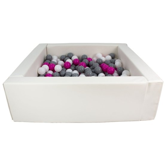 PQP Bollhav - Eco-Läder Med 300 Bollar Vit/Vit, Rosa Och Grå