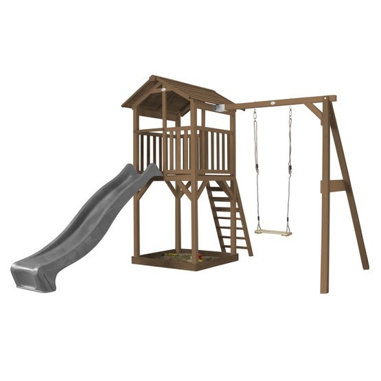 AXI Axi - Beach Tower Brun Med Enkelgunga - Grå Rutschkana