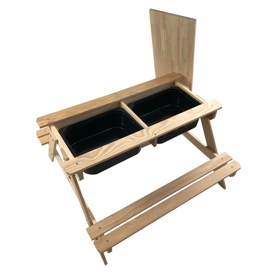 Sunny Picknickbord - Med Lådor För Vatten Och Sand - Blå Låda