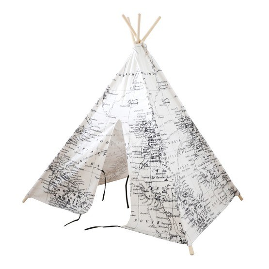 Sunny Step2 - World Map Teepee Tent Black/white
