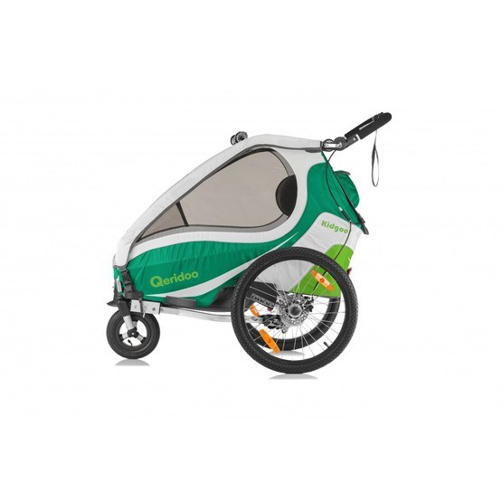 Qeridoo - Kidgoo 1 - Cykelvagn med Barnvagnskit & Skivbroms - Grön