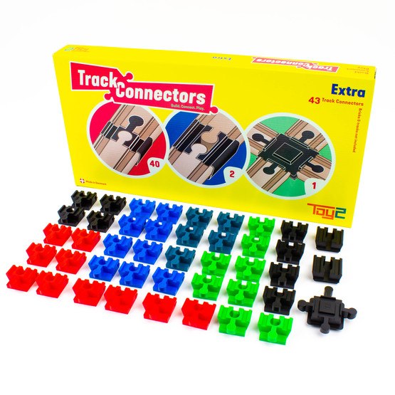 TOY2 Toy2 – Track Connector – Tågebanedelar – 40 Basis Track Connectors + Intersection