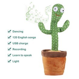 Stuffstore - Dansande Kaktus Med Led,Usb Och 120 Låtar