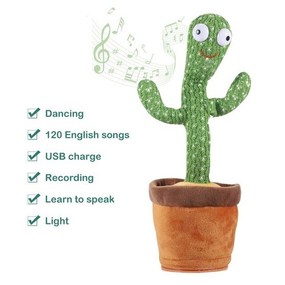 Stuffstore Dansande Kaktus Med LedUsb Och 120 Låtar