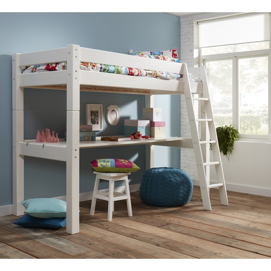 fööniks - loftsäng lahe - 80x160 cm vit lutande stege