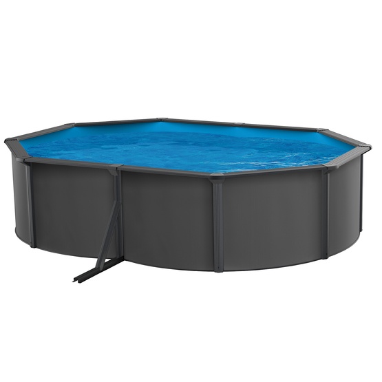 Swim And Fun – Basic Pool Oval 610 x 360 x 120 cm Anthracite Grey