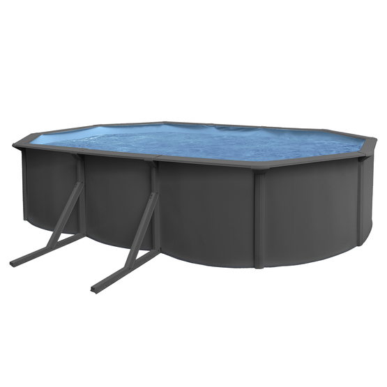 Swim And Fun - Basic Pool Oval 610 x 360 x 120 cm, Anthracite Grey
