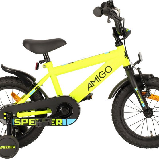 AMIGO Amigo – Barncykel – Speeder 14 Tum 24 Cm Fotbroms Gul/Svart