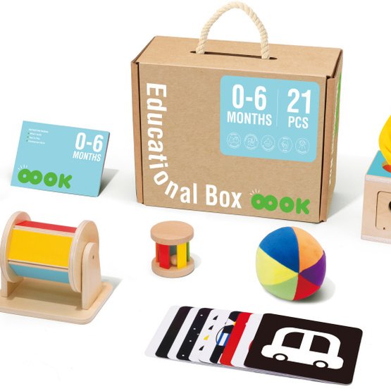 Tooky Toy – Educational Box Wooden Toys 0-6 Månader 21-Delar