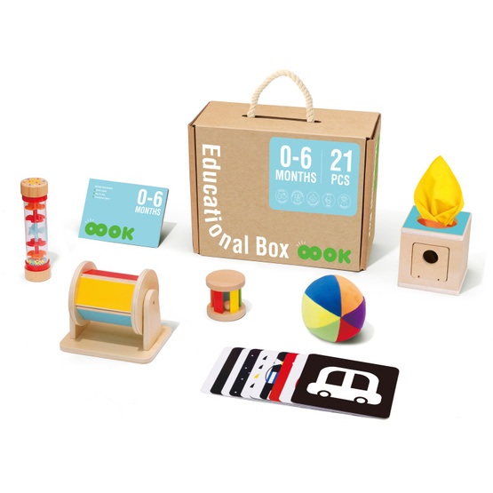 Tooky Toy - Educational Box Wooden Toys 0-6 Månader 21-Delar