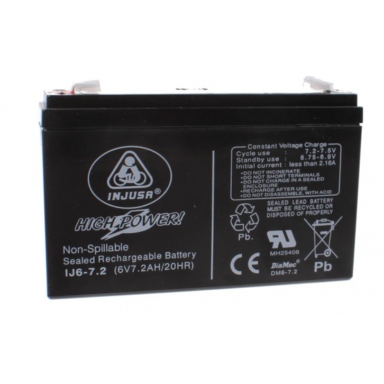 Injusa - Laddningsbart Batteri High Power 6V-7.2 Ah Svart