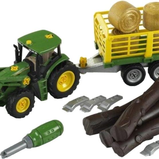 Klein - John Deere Timber And Hay Transport Tractor With Carriage 14 Cm