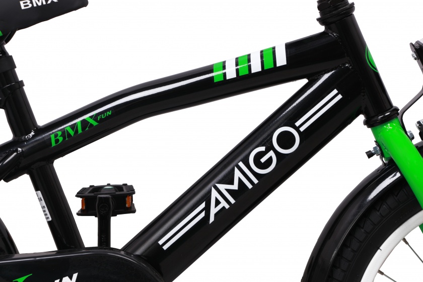 Amigo - BMX Cykel - Bmx Fun 16 Tum Grön/Matte Svart