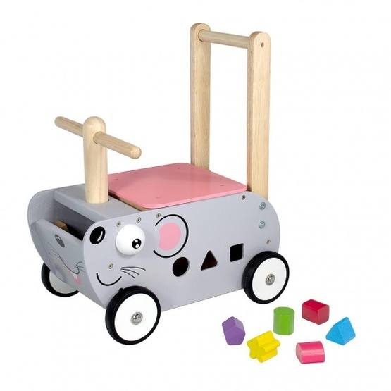 I’m Toy Im Toy Walking And Pushing Trolley Mouse Junior 45 Cm Grå