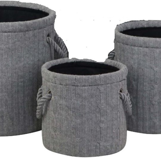 Pericles Storage Basket Set Knitted Large 3-Piece Grå