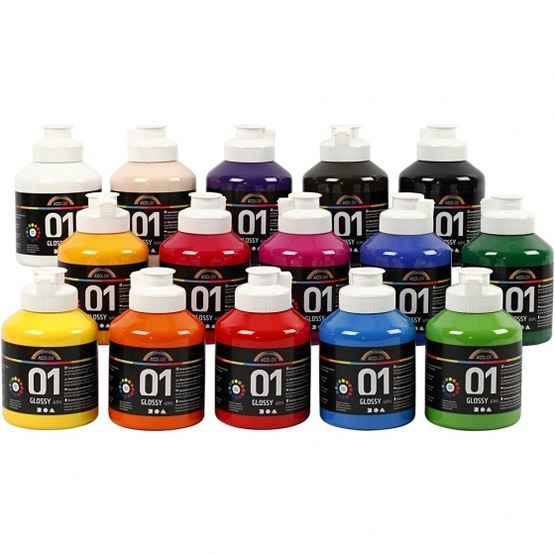 A-Color – Färg – Acrylic Paint Glossy 15 Pieces 500 Ml