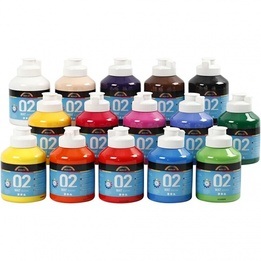 A-Color - Färg - Acrylic Paint Matt 15 Burkar 500 Ml