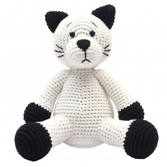 natureZOO - Mjukisdjur Cat Xl Crocheted 40 Cm Vit