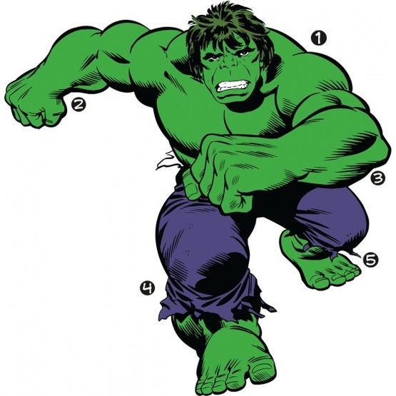 RoomMates - Väggklistermärken Marvel Classic Hulk 19 Pieces
