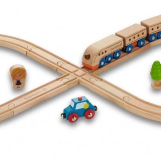 Everearth - Train Track Set Wood 32-Piece