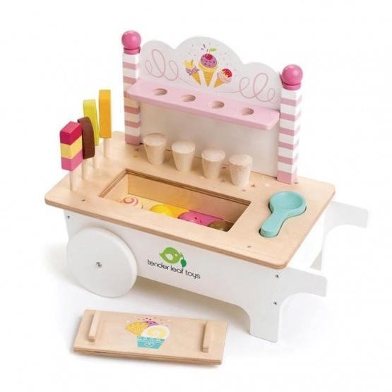 Tender Toys - Ice Cream Cart With Ice Wood Junior 15-Piece