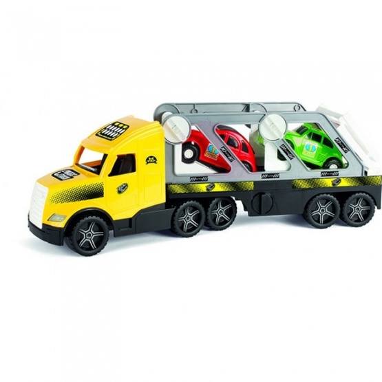 Wader - Car Transport Truck With Two Retro Cars 79 Cm Gul